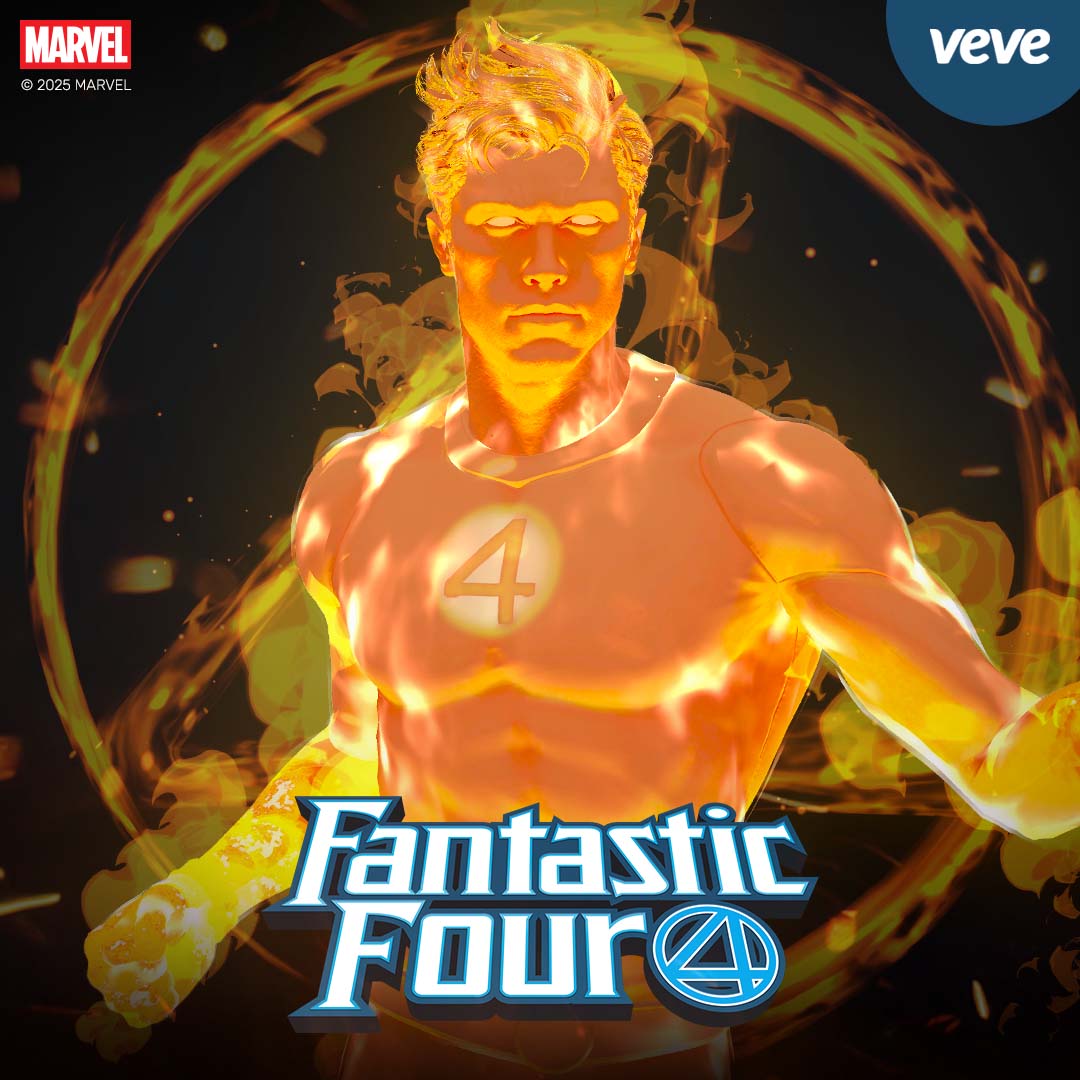 Human Torch digital collectible artwork on VeVe, referencing Marvel's 1939 founding issue