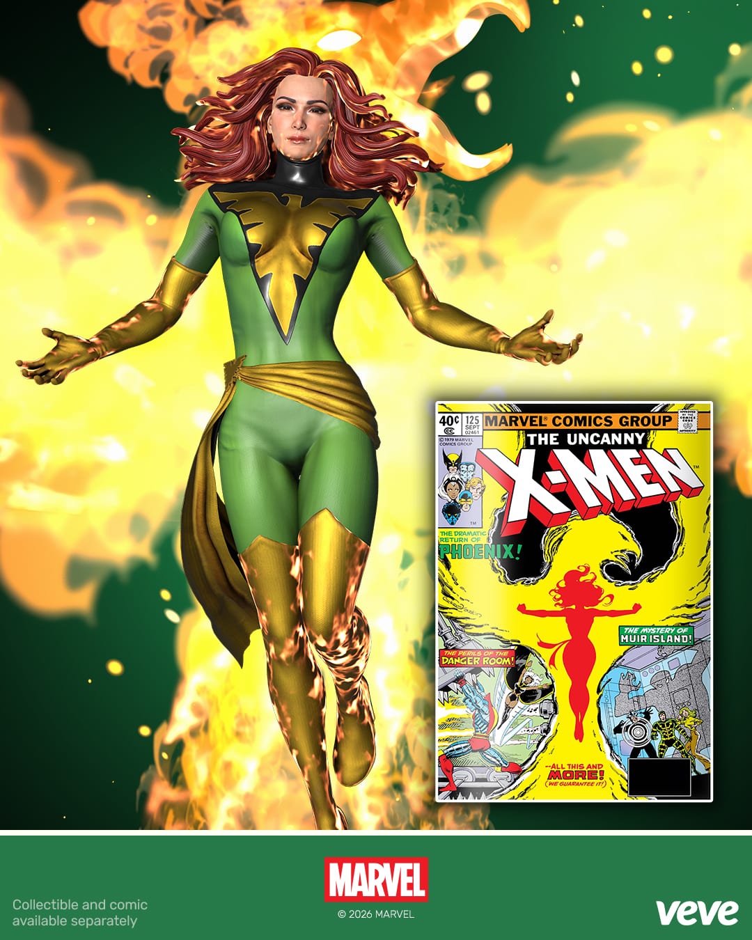 Jean Grey as Phoenix in X-Men #125 licensed digital comic art on VeVe