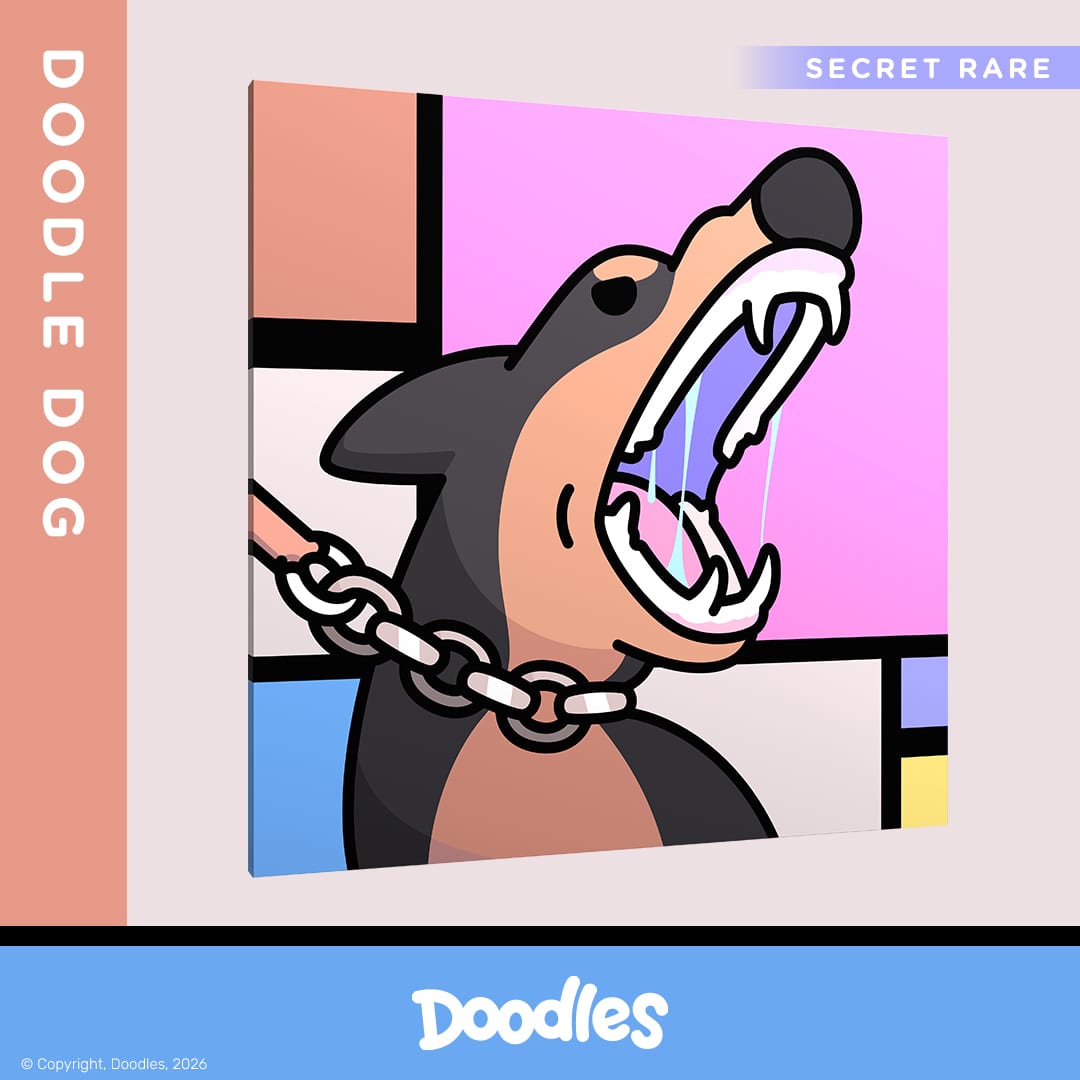 Doodles character art in the Mondrian grid style, shown as a VeVe digital collectible